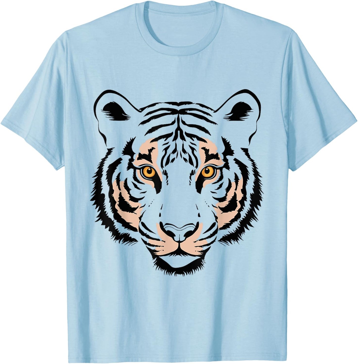 Orange Tiger Face Wild Animal Women Men Kids Tiger Head T-Shirt - T-Shirt | Light Blue