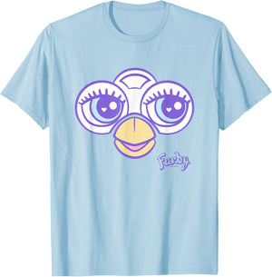 Furby Big Cute Face Big Chest Frame Logo T-Shirt - T-Shirt | Light Blue