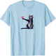Cat with Martini Glass Cocktail T-Shirt - T-Shirt | Light Blue