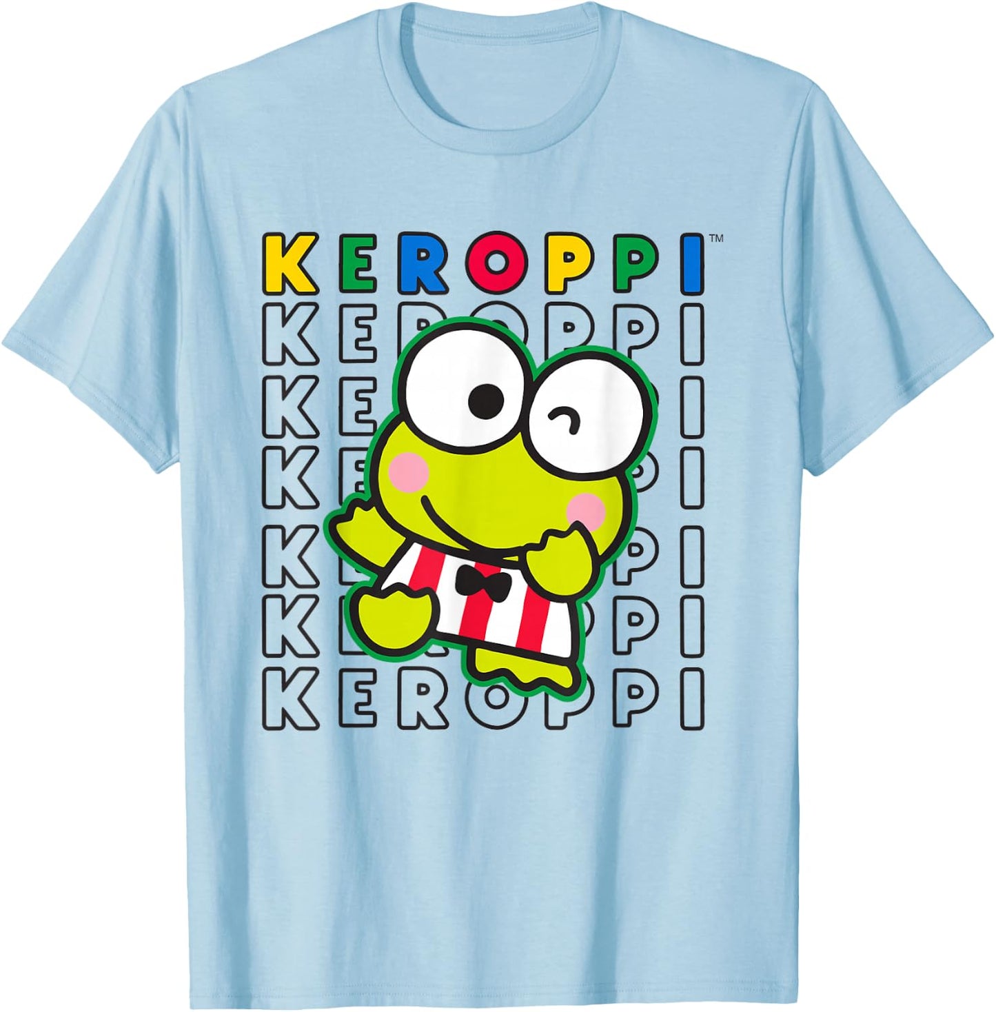 Keroppi Colorblock Name T-Shirt - T-Shirt | Light Blue