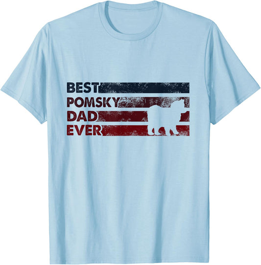Best Dog Dad Ever - Father Pomsky Men Women T-Shirt - T-Shirt | Light Blue