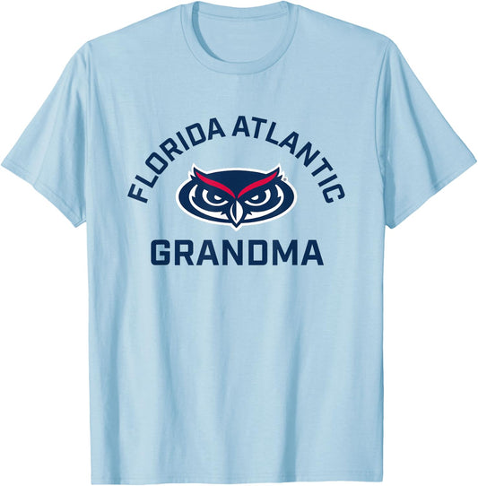 Florida Atlantic University FAU Owls Arched Grandma T-Shirt - T-Shirt | Light Blue