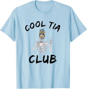 Cool tia club cool awesome tia skeleton messy bun coffee T-Shirt - T-Shirt | Light Blue