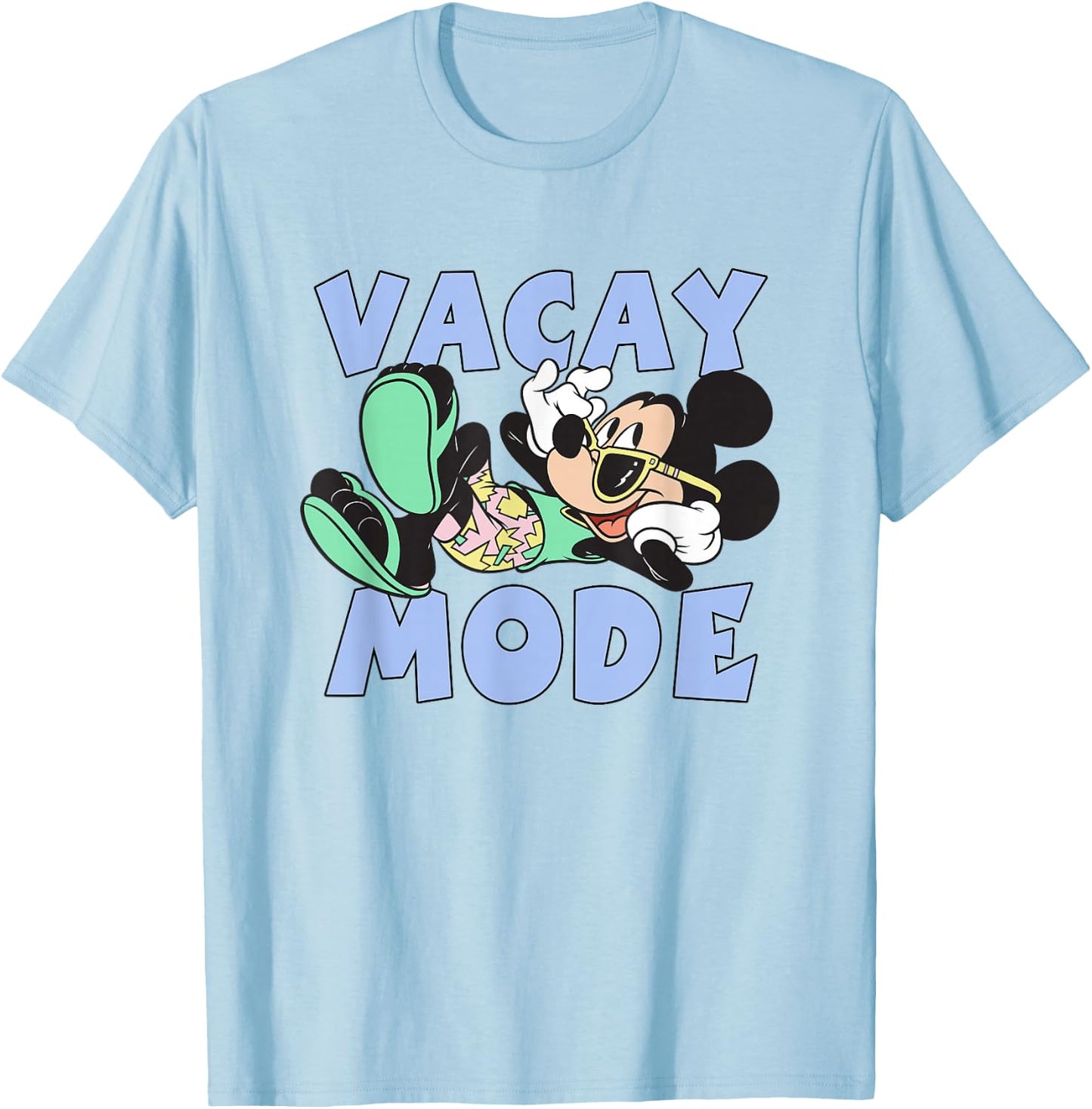 Disney Mickey And Friends Cool Mickey On Vacay Mode Logo T-Shirt - T-Shirt | Light Blue