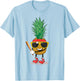 Funny Tropical Fruit Pineapple & Baseball Ball Summer Vacay T-Shirt - T-Shirt | Light Blue