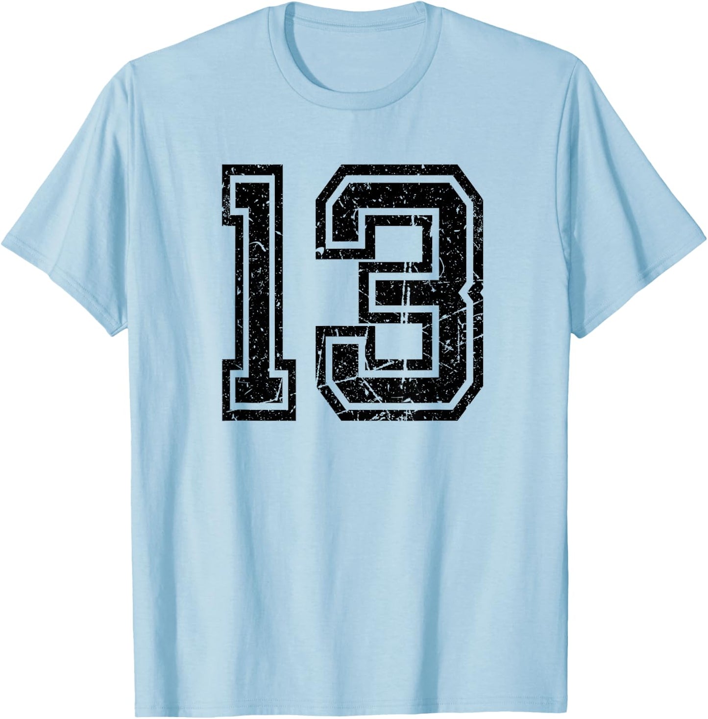 Number #13 Sports Team Retro Number T-Shirt - T-Shirt | Light Blue