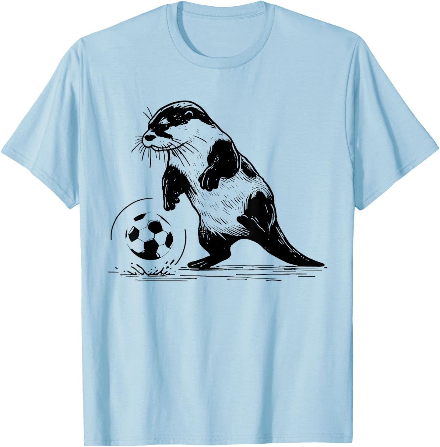 Vintage Otter Playing Soccer Funny Animal Sport Lover T-Shirt - T-Shirt | Light Blue