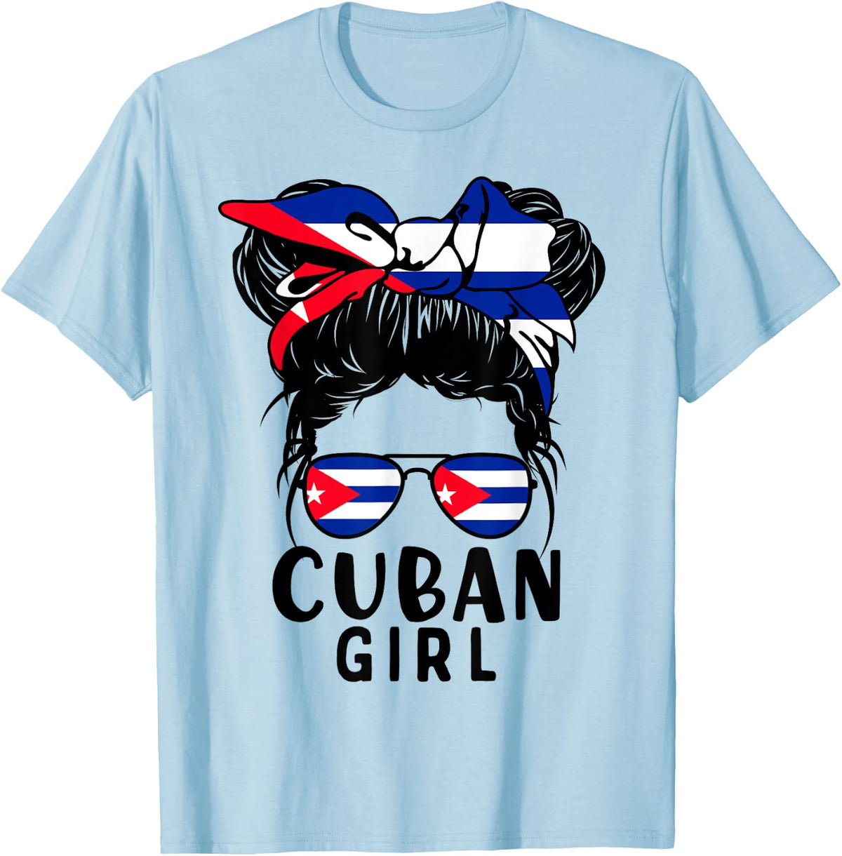 Cuban Girl Messy Hair Cuba Pride Patriotic Kids T-Shirt - T-Shirt | Light Blue