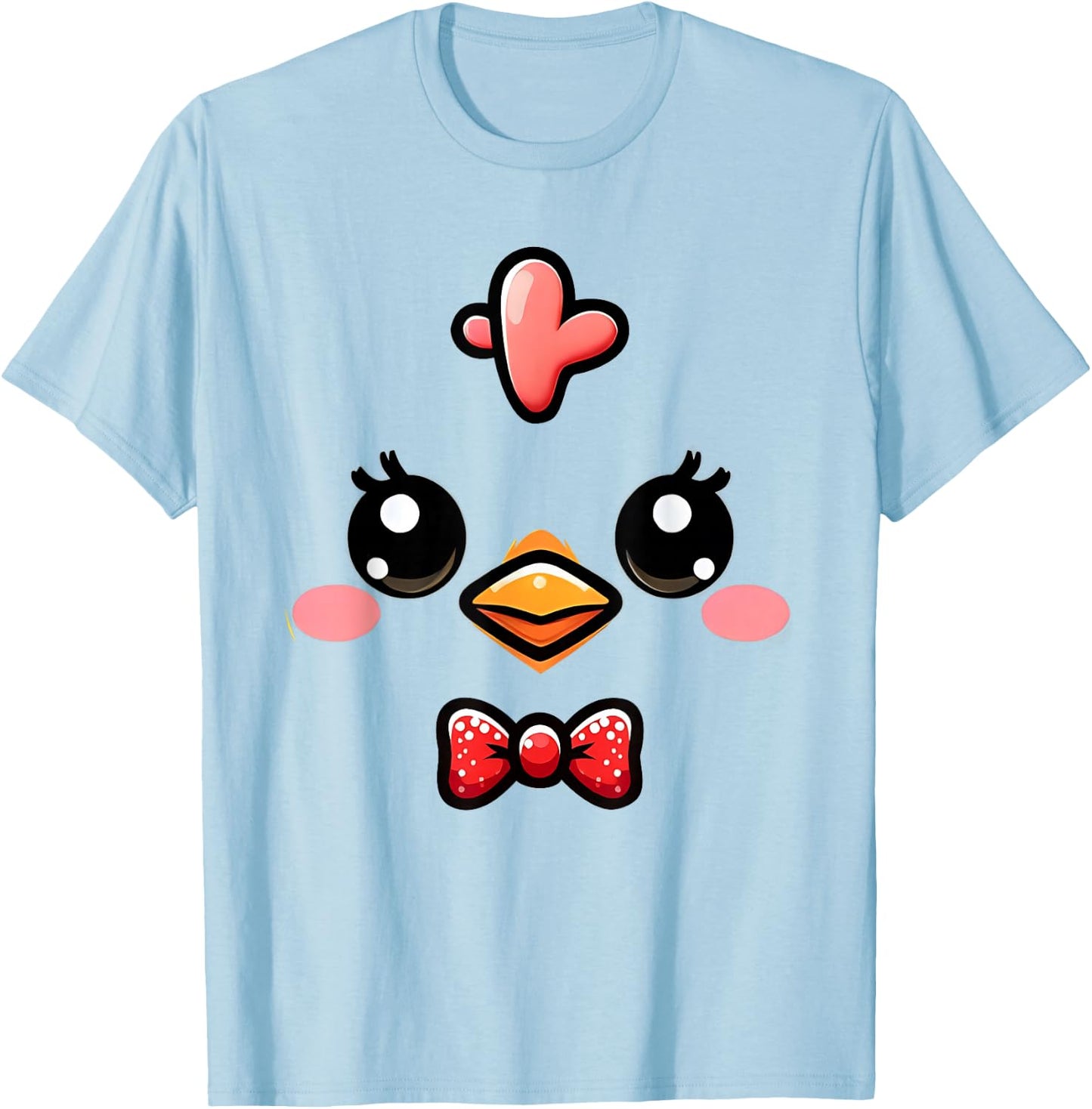 Cute Chicken Face Yellow Chick Costume Farm Animal Lover T-Shirt - T-Shirt | Light Blue