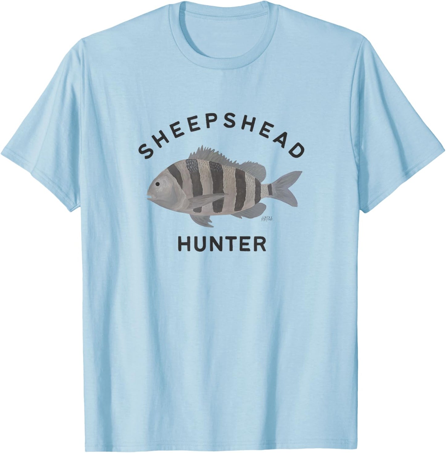 Sheepshead hunter fishing , Small, Grey T-Shirt - T-Shirt | Light Blue