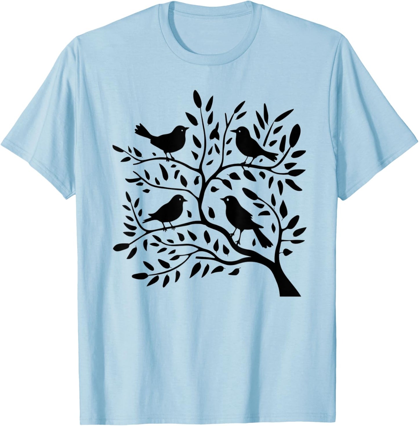 Birds On A tree Branch Birding Bird Watching Bird Shirt T-Shirt - T-Shirt | Light Blue