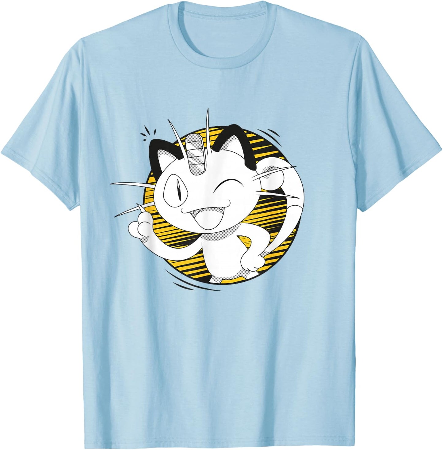 Pokémon Meowth That's Right! Winking Portrait T-Shirt - T-Shirt | Light Blue
