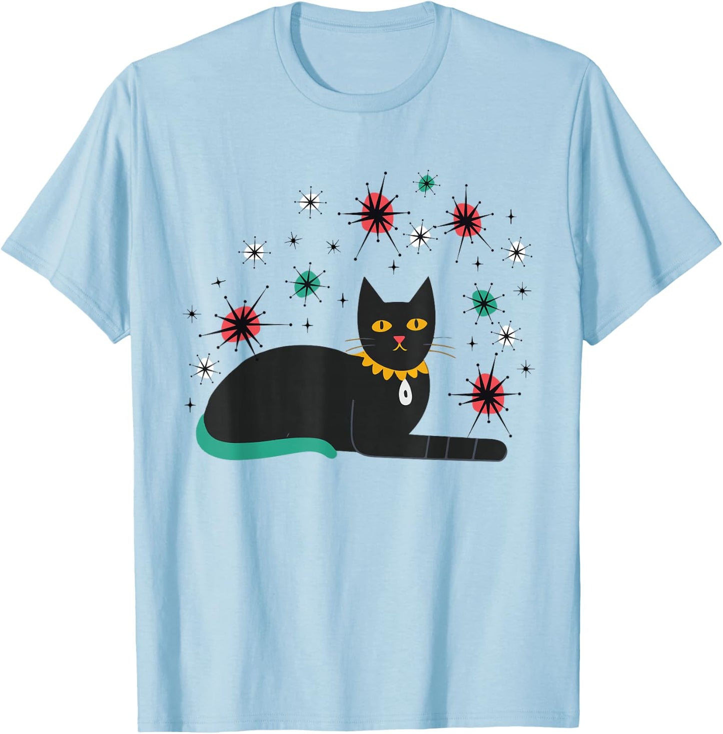 Retro Cat Midcentury Atomic Age 1950s Mid Century T-Shirt - T-Shirt | Light Blue
