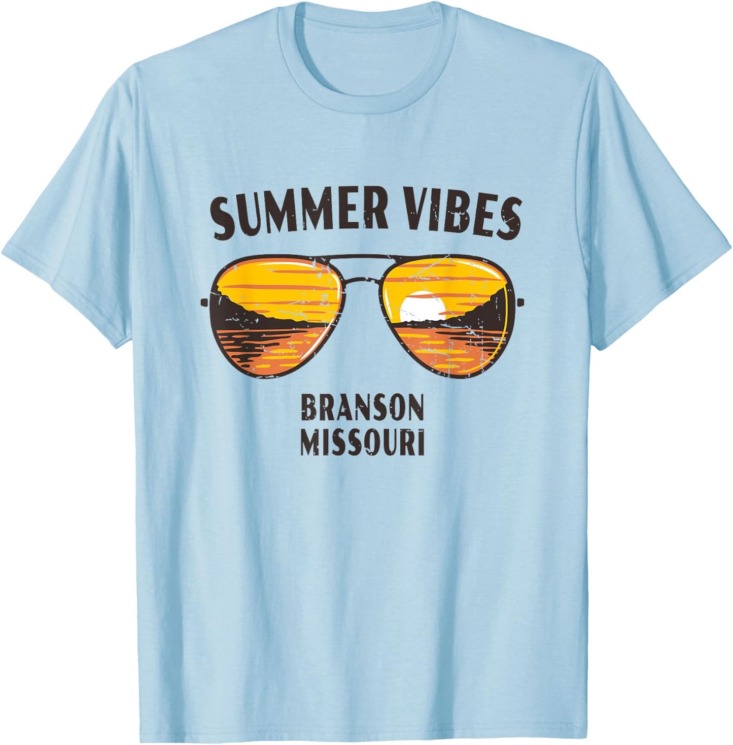 Summer Vibes Branson MO Souvenir T-Shirt - T-Shirt | Light Blue