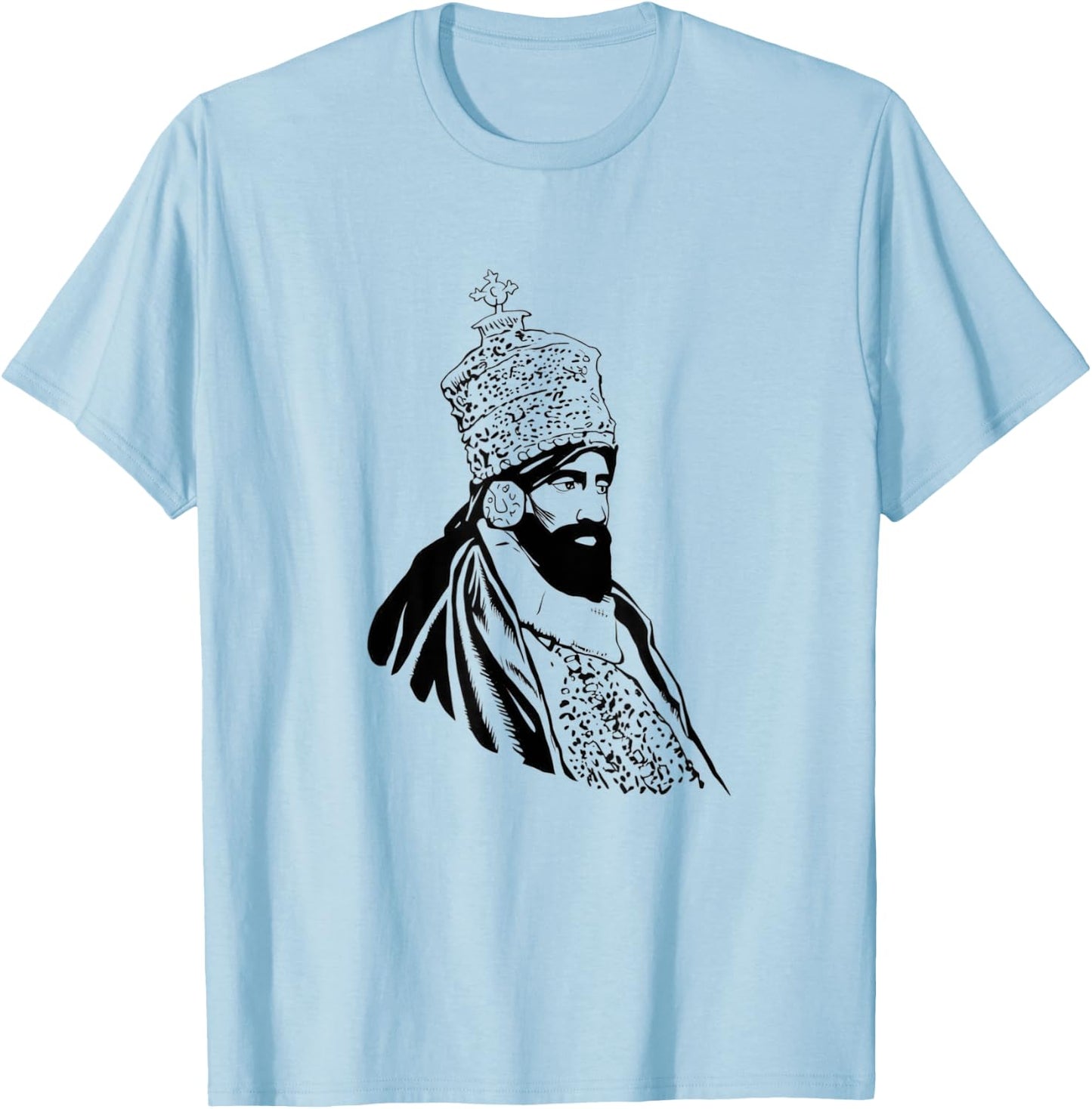 Haile Selassie Ethiopian King of Crown Jamaican Rasta T-Shirt - T-Shirt | Light Blue