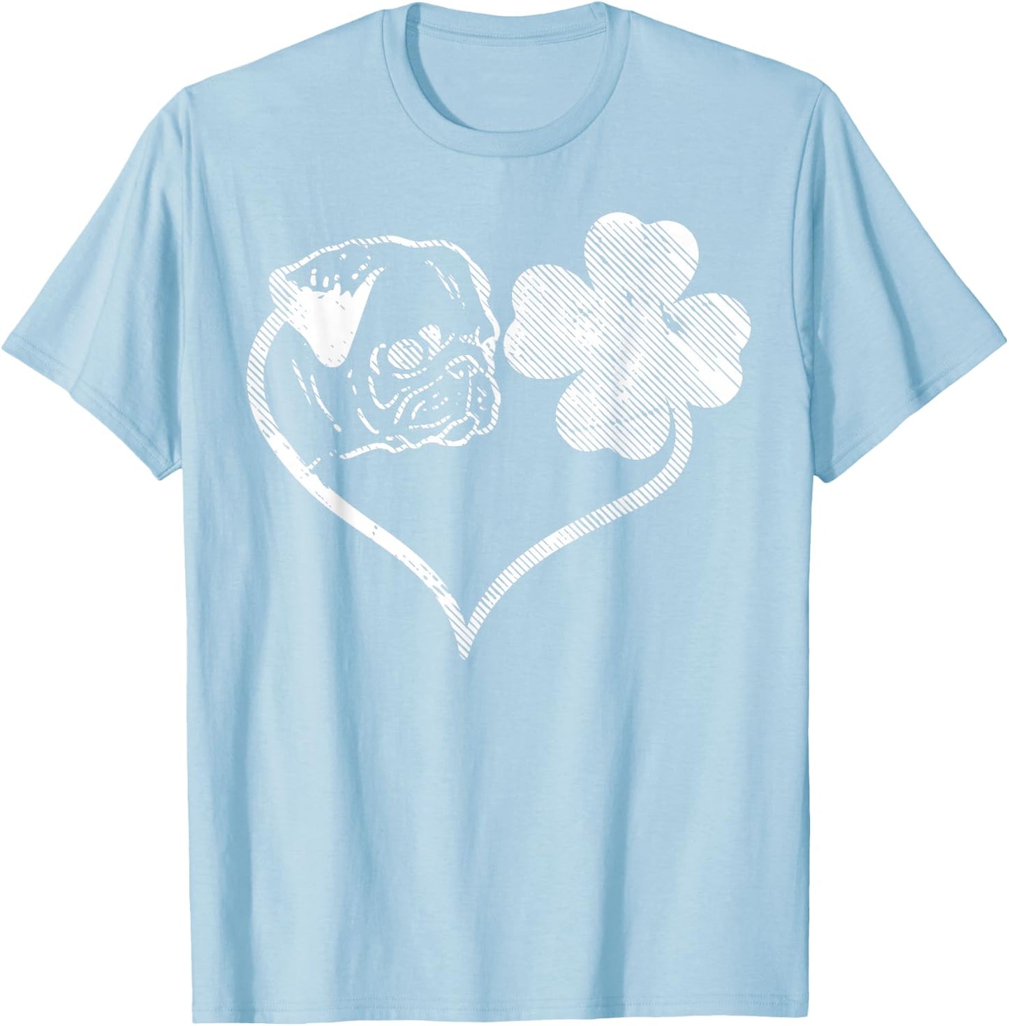 Irish Pug Face Shamrock Clover St Patricks Day Dog Owner T-Shirt - T-Shirt | Light Blue