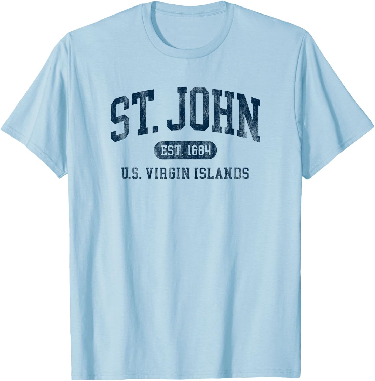 Vintage St John USVI Est 1684 Souvenir Throwback T-Shirt - T-Shirt | Light Blue