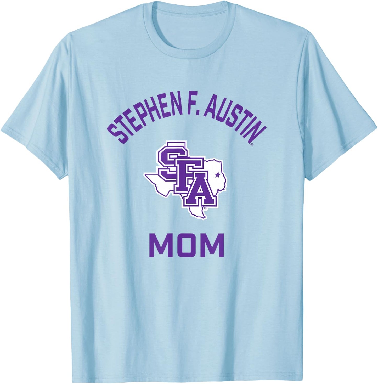 Stephen F. Austin State Lumberjacks Arched Mom T-Shirt - T-Shirt | Light Blue
