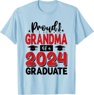 Proud Grandma Of A Class Of 2024 Graduate Senior T-Shirt - T-Shirt | Light Blue