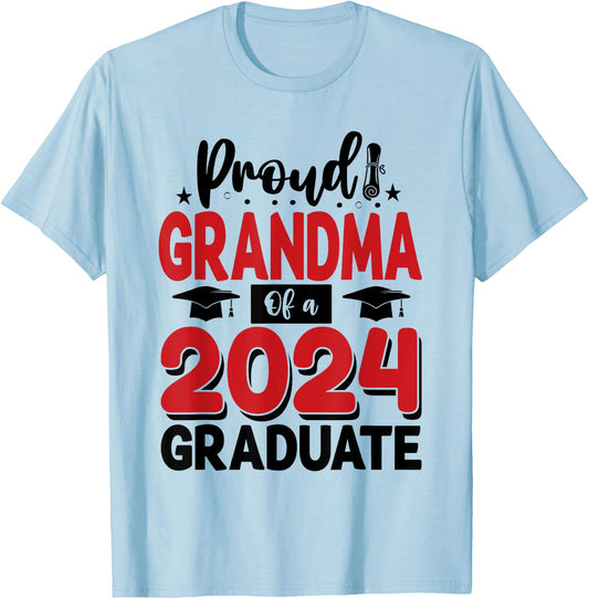 Proud Grandma Of A Class Of 2024 Graduate Senior T-Shirt - T-Shirt | Light Blue