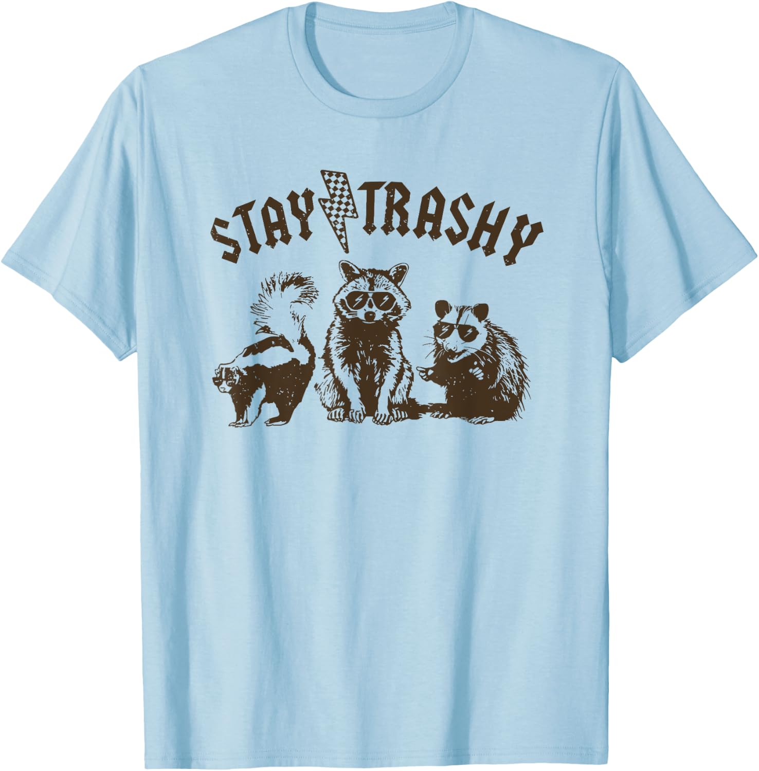 Stay Trashy Raccoon T-Shirt - T-Shirt | Light Blue