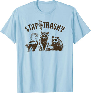 Stay Trashy Raccoon T-Shirt - T-Shirt | Light Blue