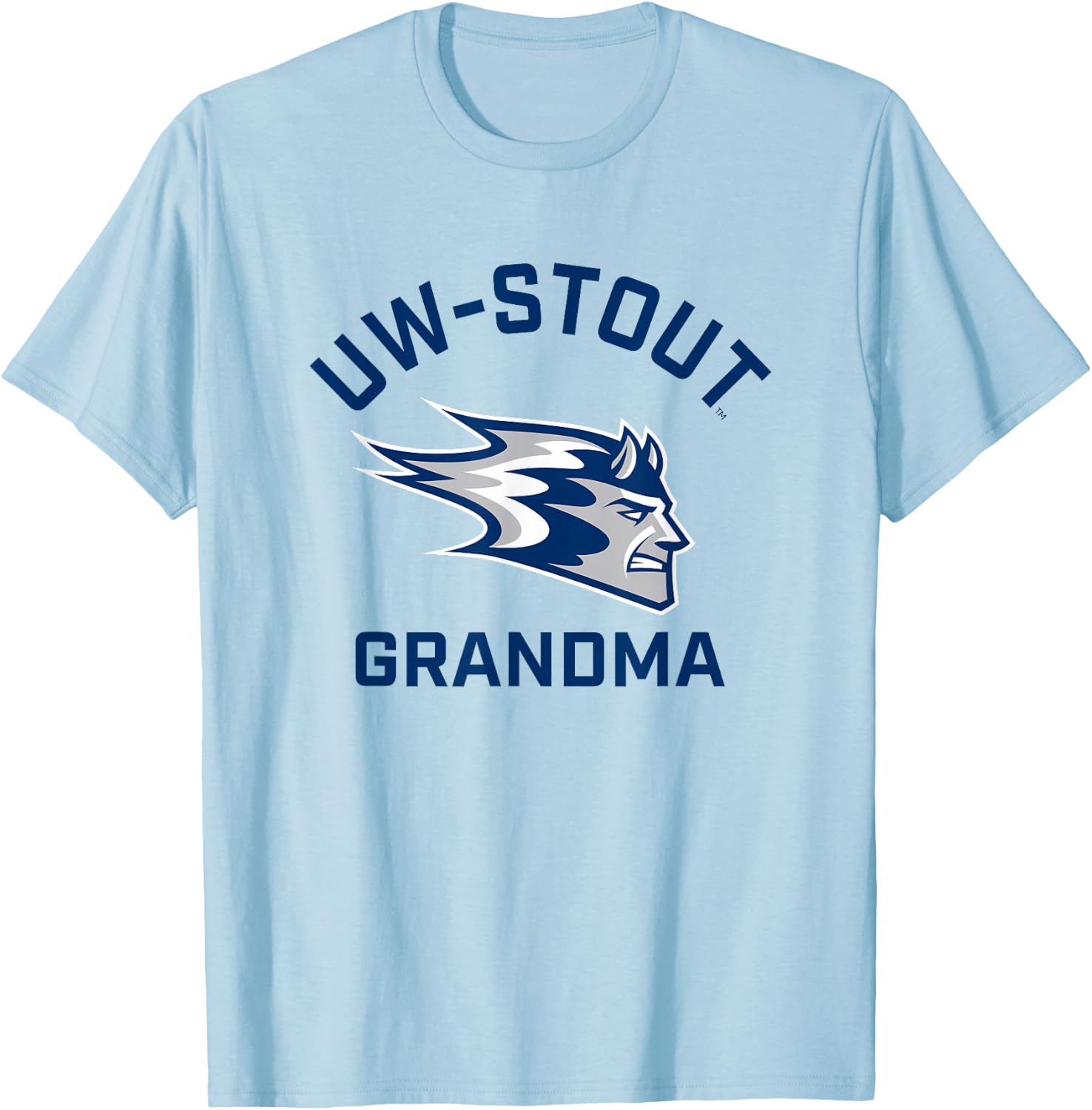 University of Wisconsin-Stout Blue Devils Arched Grandma T-Shirt - T-Shirt | Light Blue