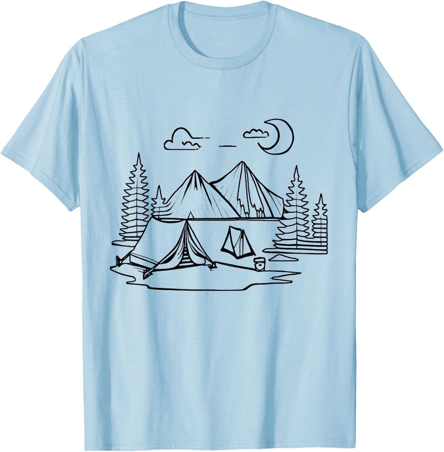 Tent camp Camping coloring and painting yourself coloring T-Shirt - T-Shirt | Light Blue