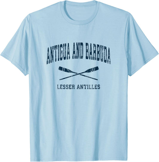 Antigua and Barbuda Vintage Nautical Paddles Sports Oars T-Shirt - T-Shirt | Light Blue