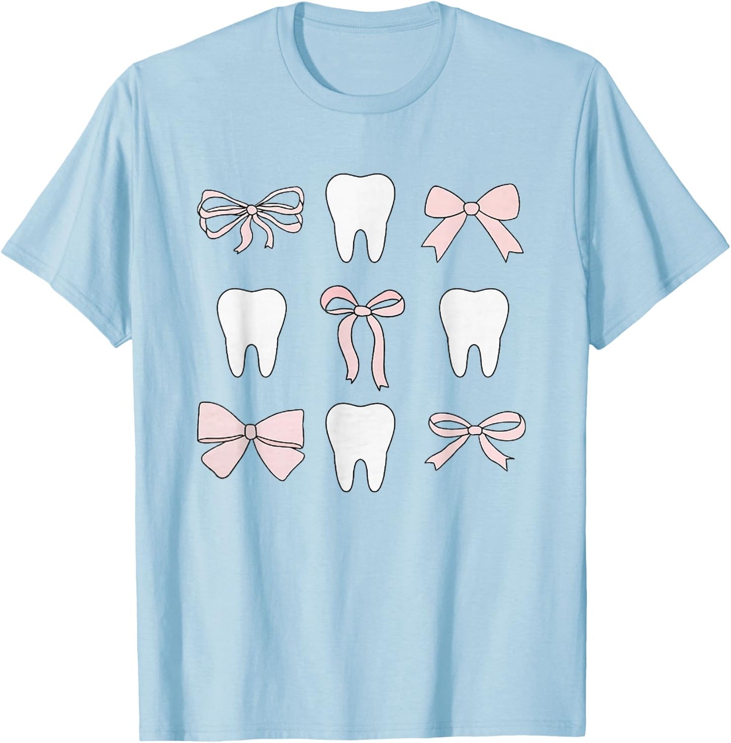 Retro Coquette Pink Girly Dental Hygiene Teeth Graduation T-Shirt - T-Shirt | Light Blue