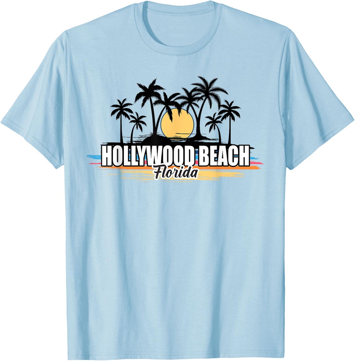 Hollywood Beach Florida Retro Surfing Beach T-Shirt - T-Shirt | Light Blue
