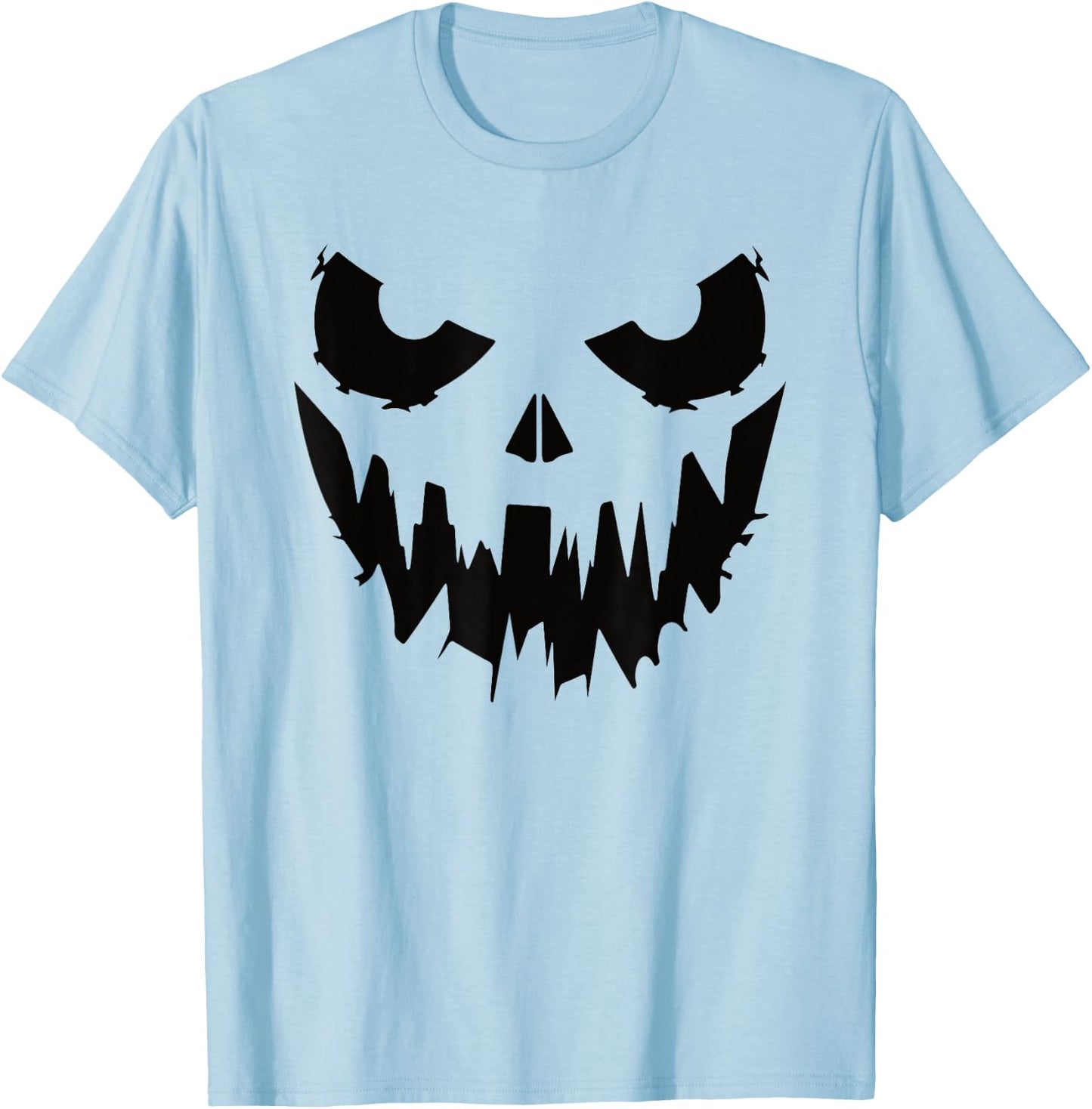 Scary Pumpkin Face Jack O Lantern Halloween Men Women Kids T-Shirt - T-Shirt | Light Blue