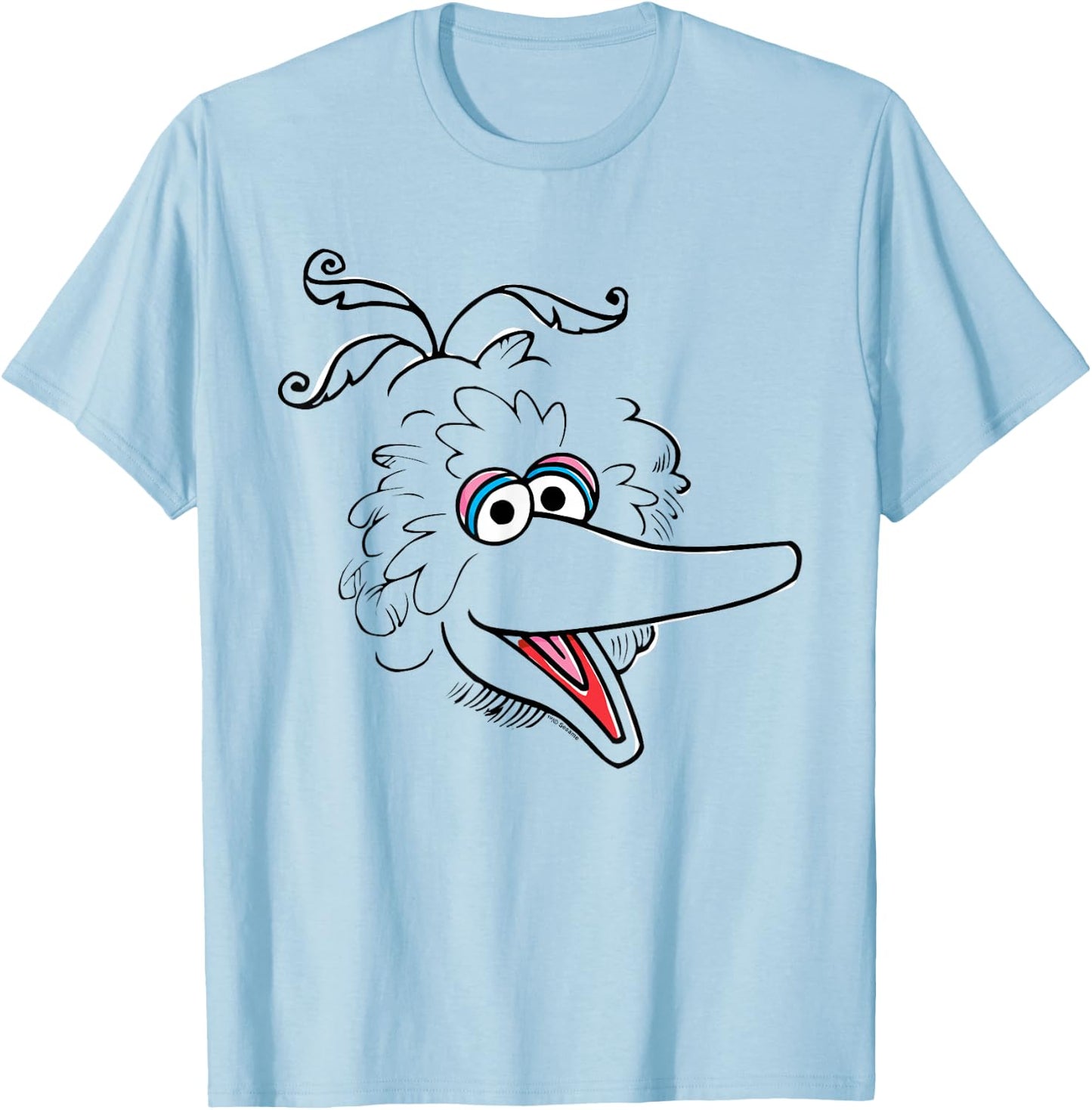 Sesame Street Big Bird Retro Sketch Face Halloween Costume T-Shirt - T-Shirt | Light Blue