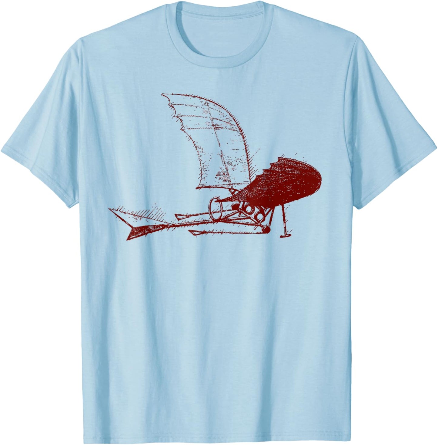 Leonardo da Vinci Airplane Glider T-Shirt - T-Shirt | Light Blue