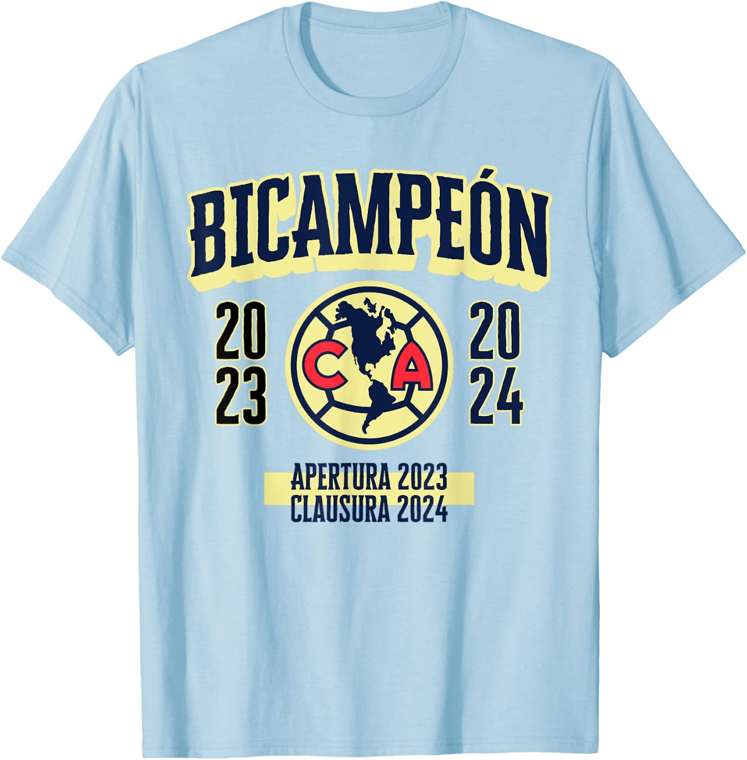 Club America Bicampeon Torneo Apertura 2023 - Clausura 2024 T-Shirt - T-Shirt | Light Blue