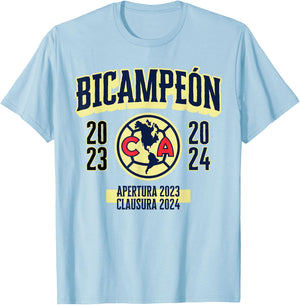 Club America Bicampeon Torneo Apertura 2023 - Clausura 2024 T-Shirt - T-Shirt | Light Blue