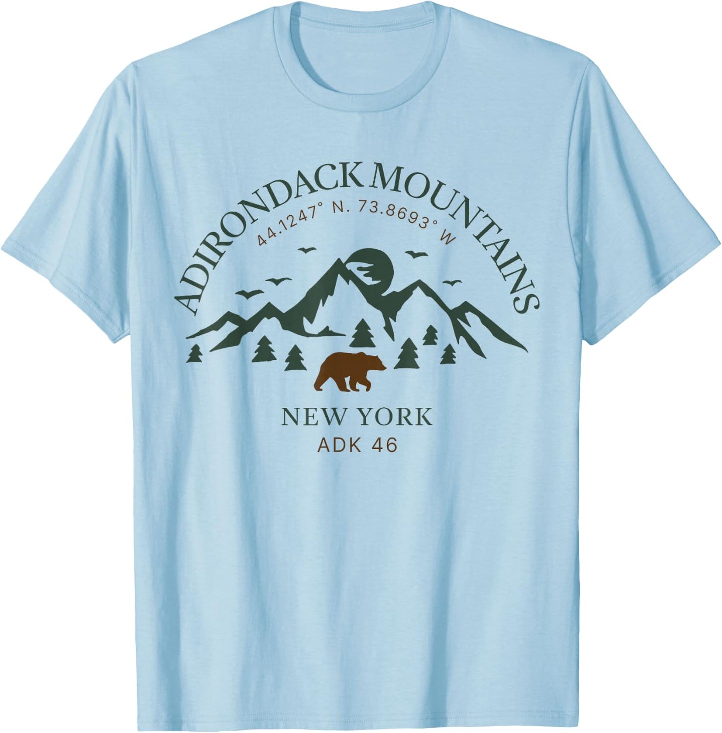 Adirondack Mountains Adk 46Er T-Shirt - T-Shirt | Light Blue