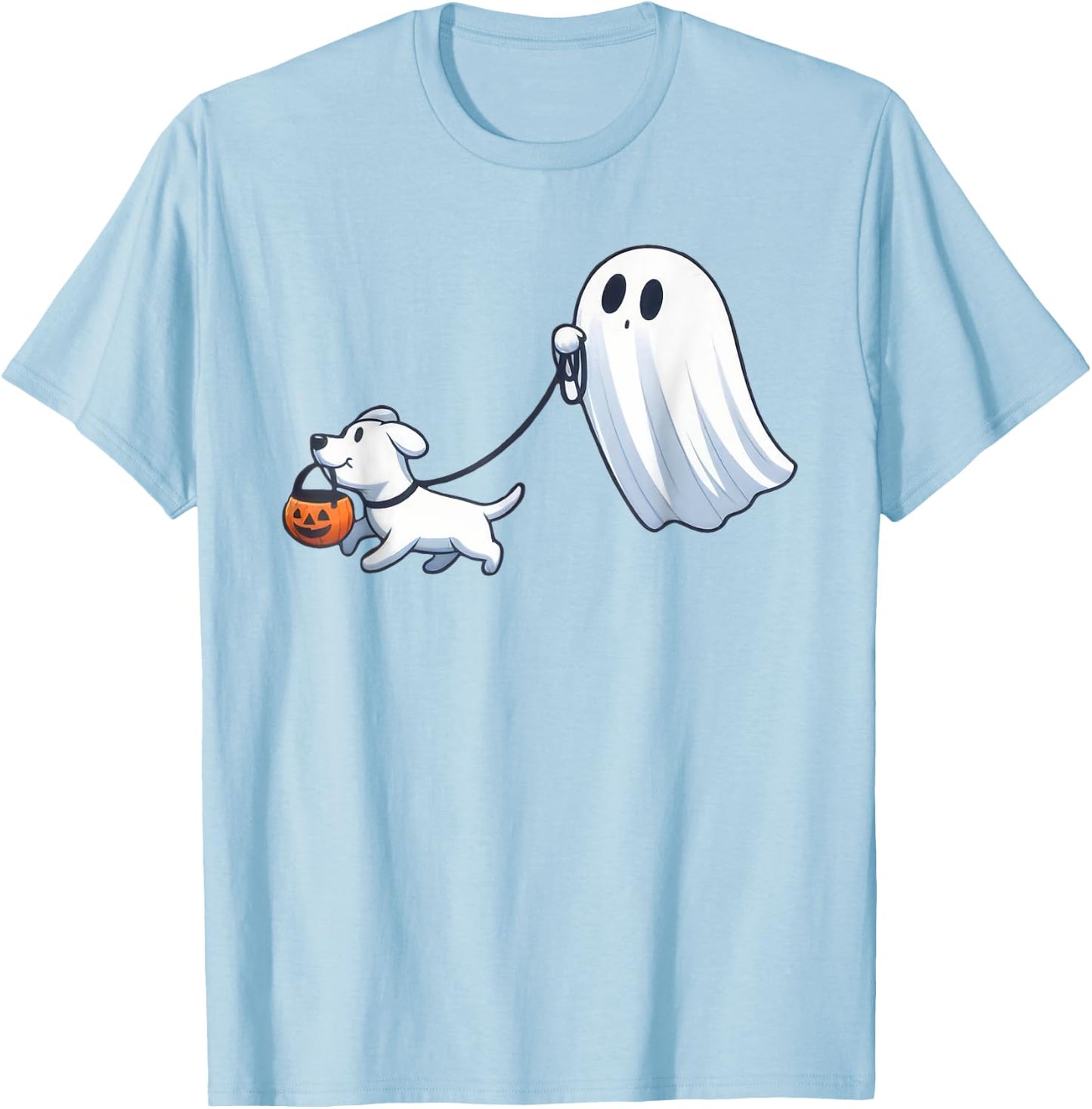 Ghost Walking Dog Ghost Dog Halloween Cute Spooky Dog Love T-Shirt - T-Shirt | Light Blue