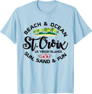 St Croix US Virgin Islands Shirt USVI Caribbean Vacation T-Shirt - T-Shirt | Light Blue