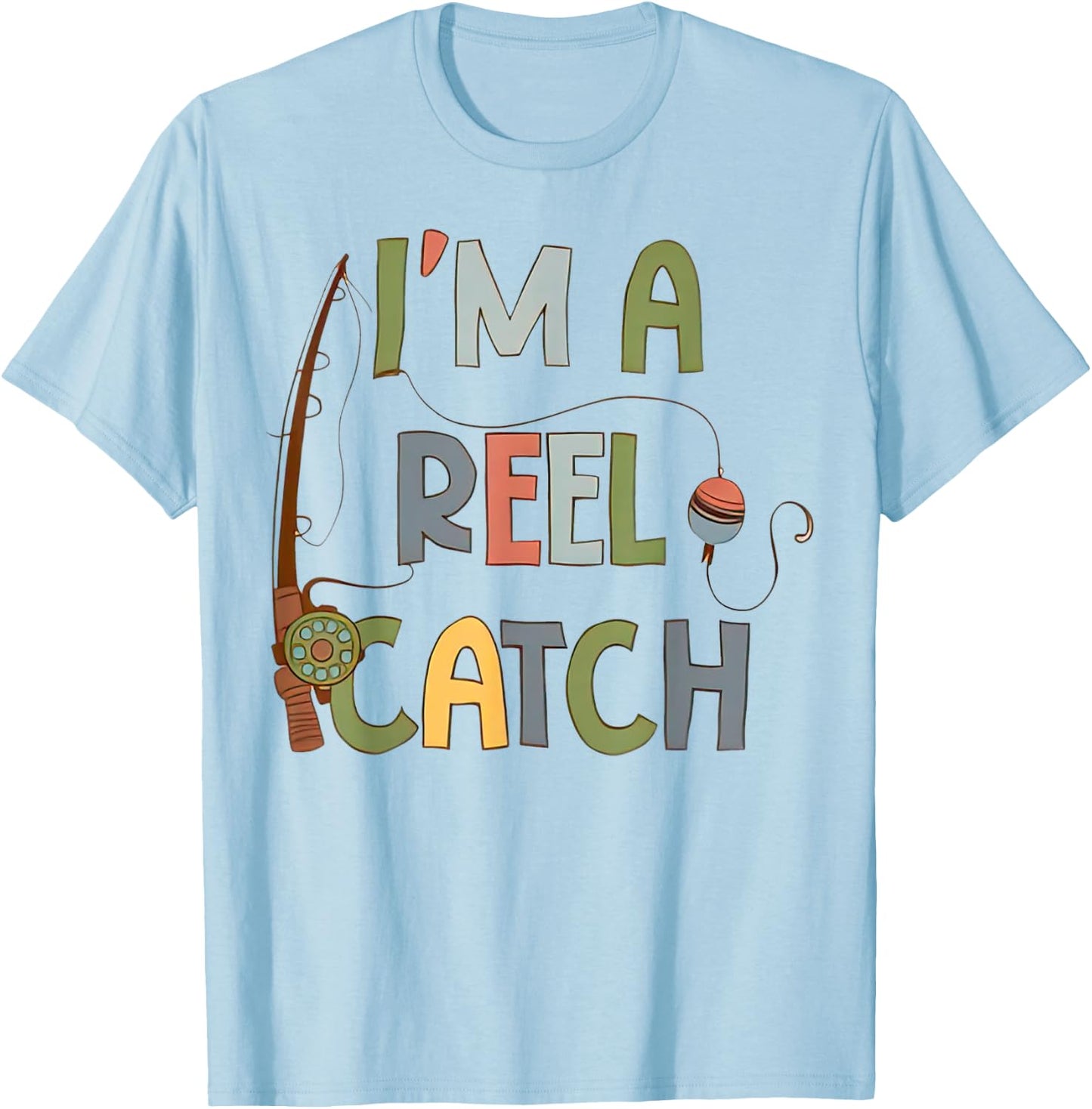 I'm A Reel Catch Romper Funny Fishing Dad T-Shirt - T-Shirt | Light Blue