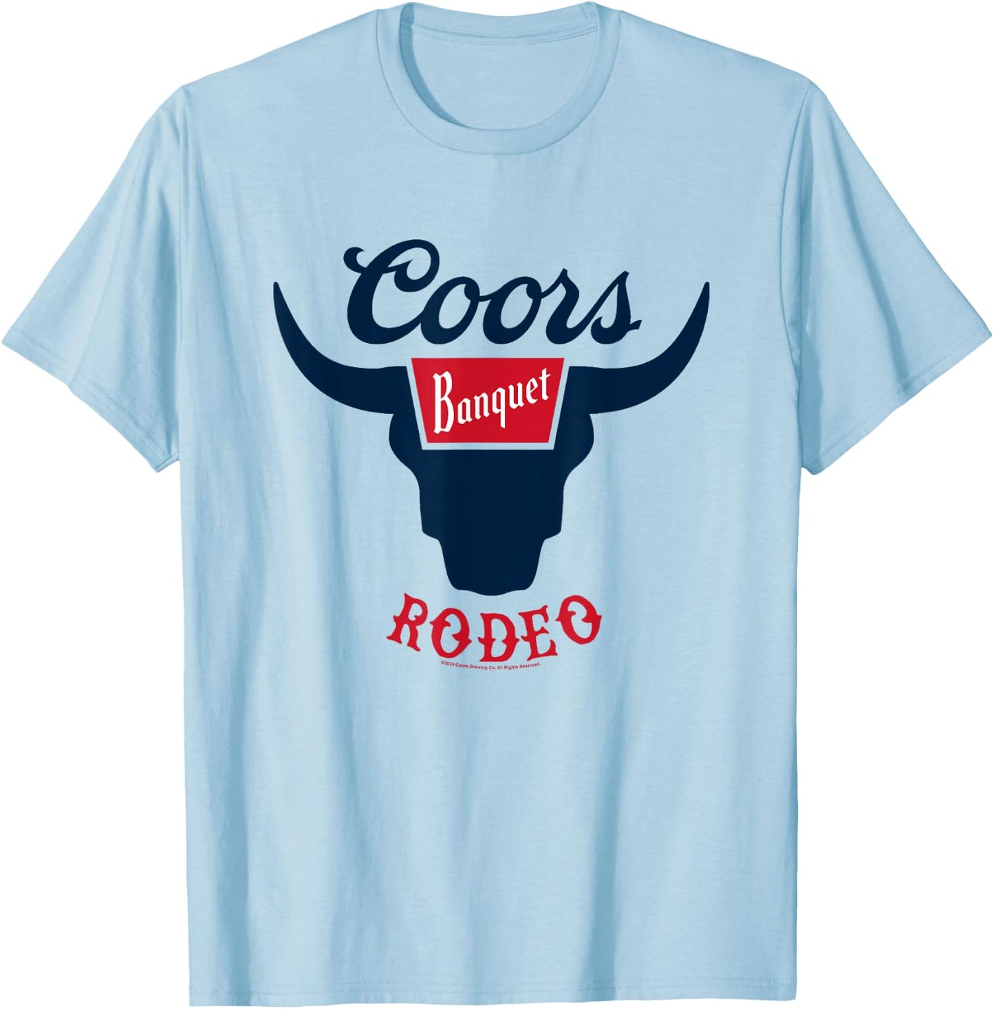 Coors Banquet Rodeo Bull Horns Classic Badge T-Shirt - T-Shirt | Light Blue