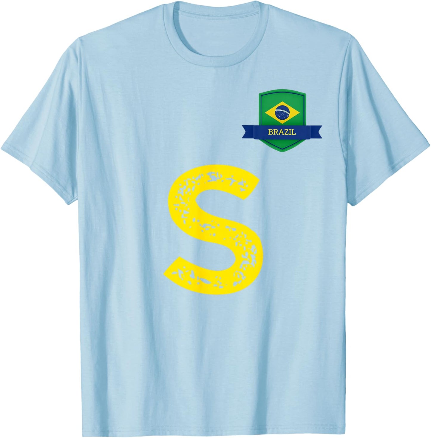 Brazil Human-Flag Letter S Brazil Brasil T-Shirt - T-Shirt | Light Blue