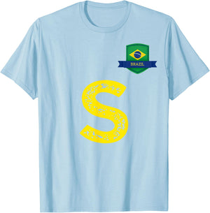 Brazil Human-Flag Letter S Brazil Brasil T-Shirt - T-Shirt | Light Blue