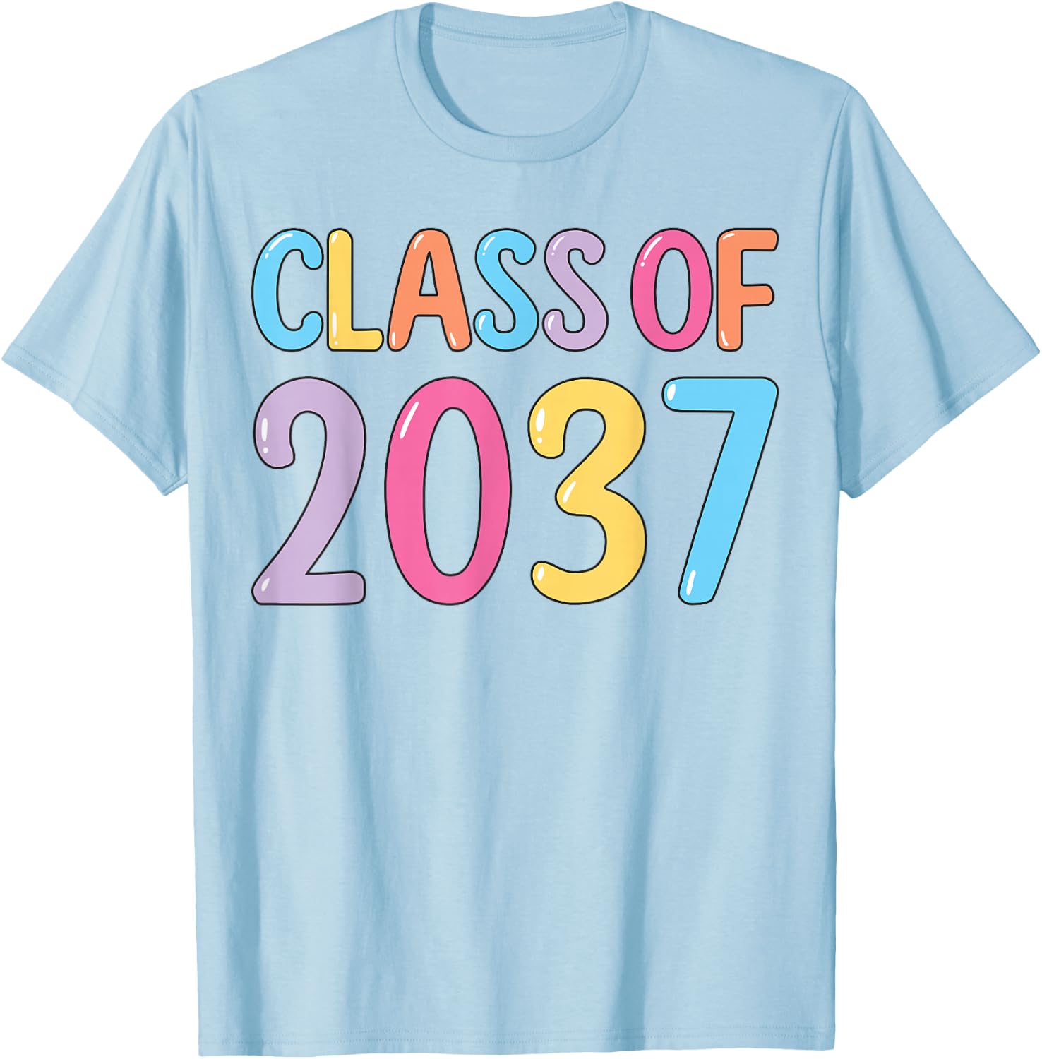 Class of 2037 Grow With Me K to 12 Grade Handprints On Back T-Shirt - T-Shirt | Light Blue