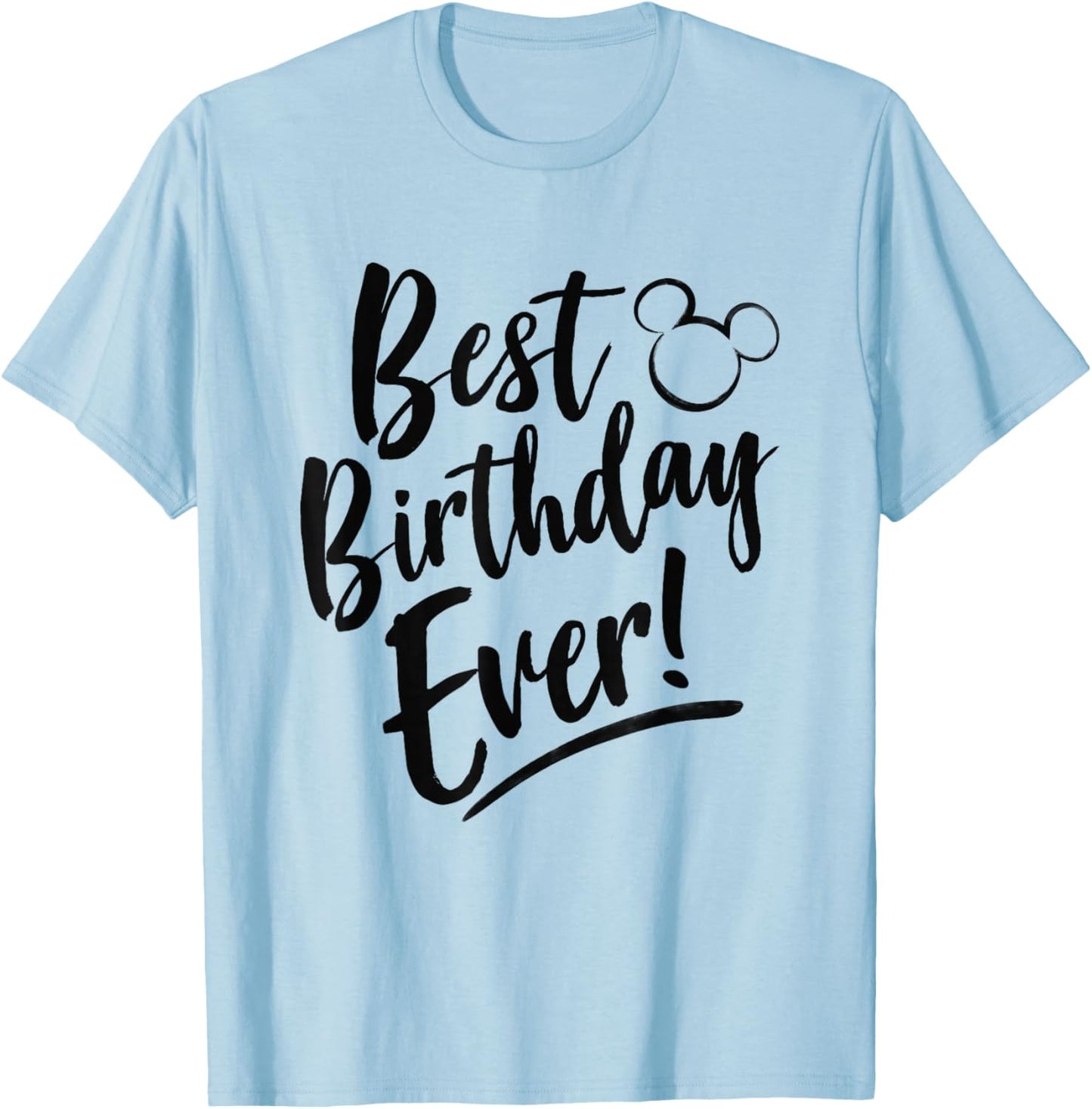 Disney Mickey And Friends Best Birthday Ever Classic Logo T-Shirt - T-Shirt | Light Blue