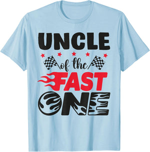Uncle of The Fast One Car Racing Tio 1st Birthday Boy Party T-Shirt - T-Shirt | Light Blue