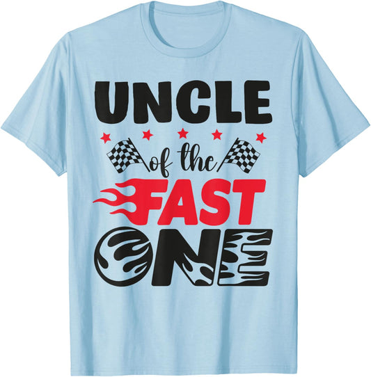 Uncle of The Fast One Car Racing Tio 1st Birthday Boy Party T-Shirt - T-Shirt | Light Blue