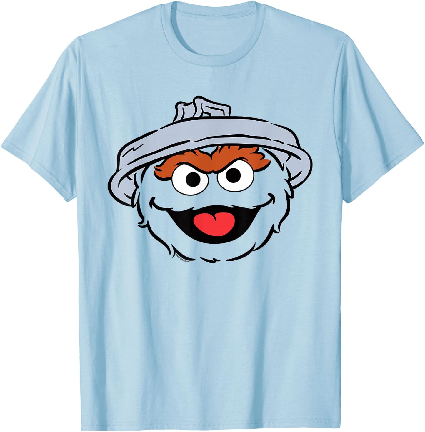 Sesame Street Oscar The Grouch Full Face Halloween Costume T-Shirt - T-Shirt | Light Blue