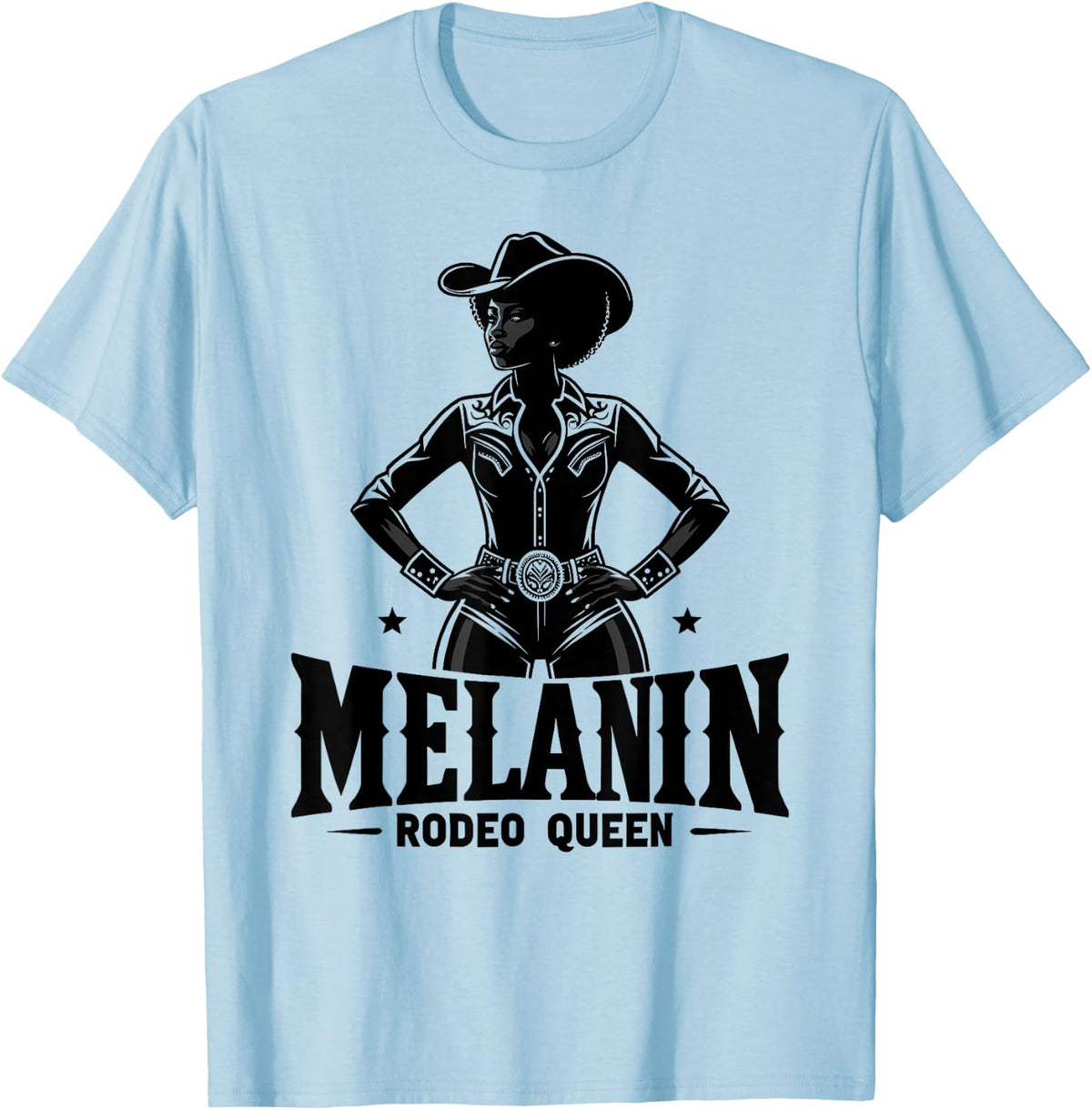 Melanin Rodeo Queen, Vintage African American Cowgirl T-Shirt - T-Shirt | Light Blue