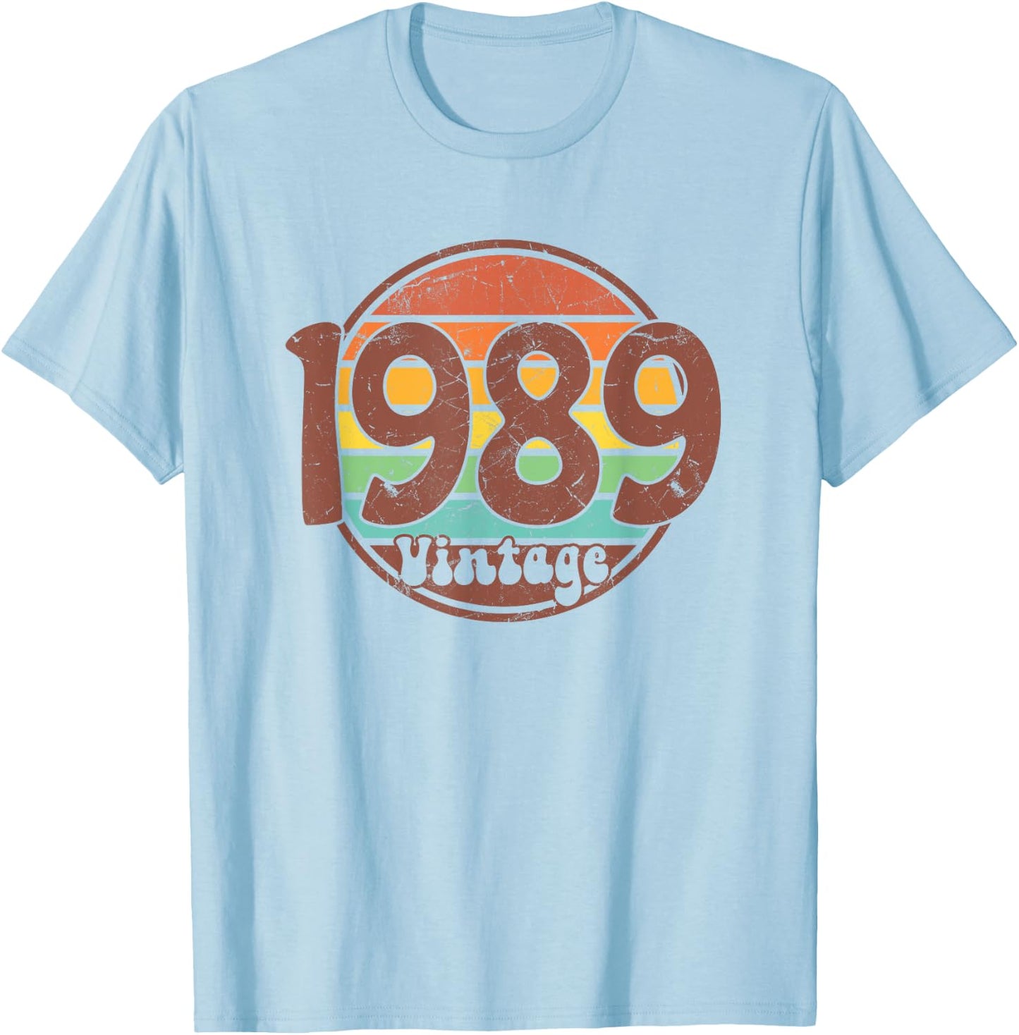 Born In 1989 Birthday, Simple Vintage Born In 1989 Birthday T-Shirt - T-Shirt | Light Blue